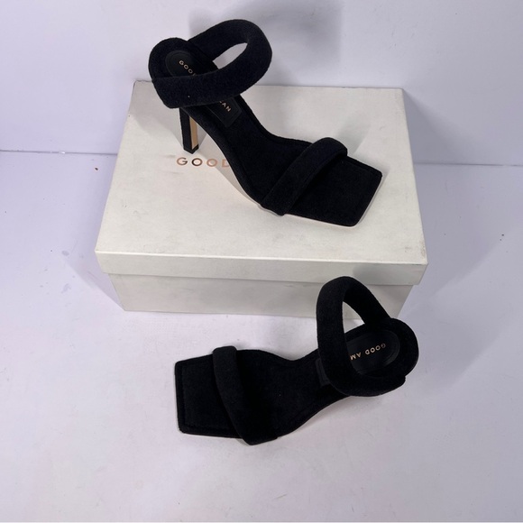 Good American Terry Cloth Square Toe High Heels Shoes Black Size 7.5 - Picture 2 of 13